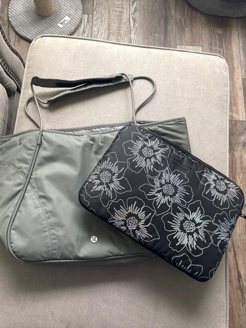 Lululemon snap tote Kate spade holographic flowers lap top sleeve